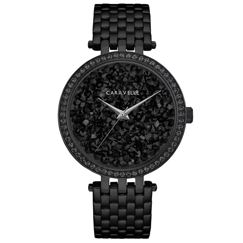 Caravelle by Bulova Bracelet‎ Watch Modern 45L171 Black Pavé Stainless Steel